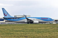 G-TAWP @ EGFF - 737-8K5 seen departing runway 30 en route to Tenerife Sue at 1205, callsign Thomson 8GM.
