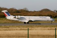 F-GRZB @ LFRB - Canadair Regional Jet CRJ-702, Reverse thrust landing Rwy 07R, Brest-Bretagne Airport (LFRB-BES) - by Yves-Q