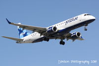 N184JB @ KSRQ - JetBlue Flight 741 (N184JB) Outta the Blue arrives at Sarasota-Bradenton International Airport following a flight from Boston-Logan International Airport - by Donten Photography