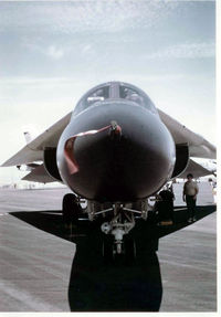 68-0246 @ KMHR - Nose on to an FB-111A - by Ronald Barker
