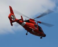 6570 - US Coast Guard HH-65 Dolphin near Miami Airport flying over Blue Lagoon