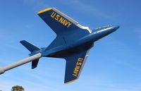 144365 - F9F-8 Cougar in Blue Angels colors on display at the Florida Welcome Center on I-10 in Pensacola - by Florida Metal