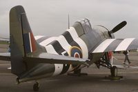 G-RUMW - On display at Paris-Le Bourget Airport (1er Salon de l'Aviation Ancienne), painted as Fleet Air Arm Martlet V, serial JV579, code F. - by J-F GUEGUIN