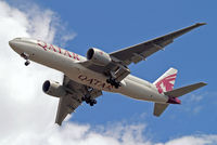 A7-BBB @ EGLL - Boeing 777-2DZLR [36013] (Qatar Airways) Home~G 02/08/2012. On approach 27R
