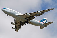 B-HUF @ EGLL - B-HUF   Boeing 747-467 [25869] (Cathay Pacific Airways) Home~G 08/08/2011. On approach 27R.