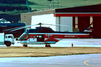 G-BKAI @ EGPD - Aerospatiale SA.330J Puma [1586] (Bristow Helicopters Ltd) Aberdeen-(Dyce)~G 20/09/1983. Taken from a slide. - by Ray Barber