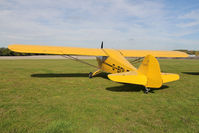 G-BOLB @ EGBR - Taylorcraft BC-12-65 at The Real Aeroplane Club's Pre-Hibernation Fly-In, Breighton Airfield, October 2013. - by Malcolm Clarke