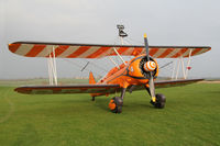SE-BOG @ X5FB - The Breitling Teams Boeing B.75N-1 Stearman SE-BOG, overnighting at Fishburn prior to a first UK performance in 2014 at Littlehavens Promenade & Seawall opening celebrations, South Shields. April 5th 2014. - by Malcolm Clarke