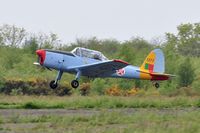 G-BARS @ EGFH - Visiting Chipmunk departing Runway 10. The aircraft served in the RAF as WK520. Painted to represent a Chipmunk in the Portuguese Air Force with the s/n 1377.  - by Roger Winser