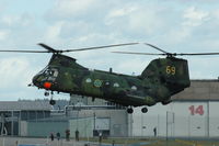 04069 @ ESDF - A Hkp4B helicopter of the Swedish Defense Helicopter Fleet hovering at Ronneby Air Base, Sweden.