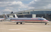 N454AA @ DFW - AA DC-9 and one of the Terminal buildings - by Bill Larkins