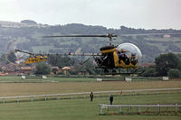 G-BFEI @ EGBC - G-BFEI   Westland-Bell 47G-3B1 [WA.315] (Trent Helicopters) Cheltenham Racecourse~G 30/05/1981. Taken from a slide. - by Ray Barber