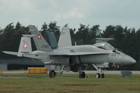 J-5003 @ ESDF - Quite a collection of movable parts, this Swiss Air Force F-18, seen here at Ronneby Air Base in Sweden, 2004. - by Henk van Capelle