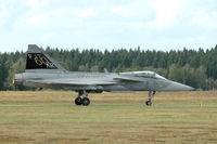 39132 @ ESDF - Saab JAS39A Gripen fighter of the Swedish Air Force with markings to celebrate its unit's 60 years of existence at its home base Ronneby. - by Henk van Capelle