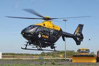 G-NEAU @ EGNT - Eurocopter EC-135T-2 takes off to an emergency call from the NPAS (National Police Air Service) facility at Newcastle Airport. May 14th 2014. - by Malcolm Clarke