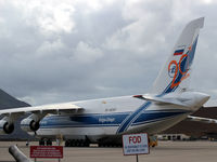 RA-82081 @ FHAW - On the ramp at Ascension Island - note anniversary markings on tail - by Clive Pattle
