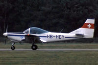 HB-HEY @ EGLF - FFA AS.202/18 Bravo [015] Farnborough~G 10/09/1976. From a slide. - by Ray Barber