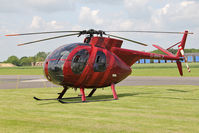 G-BPLZ @ EGBR - Hughes 369HS at The Real Aeroplane Company's Biplane and Open Cockpit Fly-In, Breighton Airfield, June 1st 2014. - by Malcolm Clarke