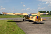 G-ALXZ @ EGBR - Taylorcraft Auster Mk.5/150 at The Real Aeroplane Club's Biplane and Open Cockpit Fly-In, Breighton Airfield, June 1st 2014. - by Malcolm Clarke