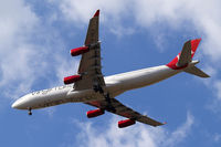G-VELD @ EGLL - Airbus A340-313X [214] (Virgin Atlantic) Home~G 09/08/2011. On approach 27R.