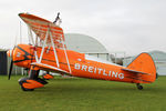 N74189 @ X5FB - Boeing PT-17 overnighting at Fishburn Airfield prior to a first UK performance in 2014 at Littlehaven's Promenade & Seawall opening celebrations, South Shields. April 5th 2014. - by Malcolm Clarke