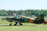 SE-MEK @ ESOW - Scottish Aviation Bulldog of the Flygvapenmuseum parked at Västerås Hässlö airport, Sweden. Previously of the Swedish Air Force it is now used by the Malmens Veteranflygklubb.