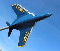 144365 - F9F-8 Cougar in Blue Angels colors at the Florida Welcome Center on I-10 near Pensacola - by Florida Metal