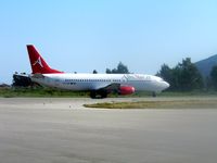 EC-LNC @ LGSM - Albastar 737 on its way to the end of 09 at SMI - by Guitarist