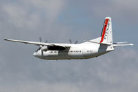 OO-VLP @ EGFF - Fokker F50, call sign City Ireland 86C, departing runway 30 at EGFF, en-route Paris Orly.