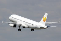 LY-VEN @ EGFF - Airbus A320-233, call sign Kestrel 23FV, seen departing runway 30 at EGFF, en-route Lanzarote.
