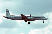 HA-MOI @ EGLL - HA-MOI   Ilyushin Il-18D [187010002] (Malev) Heathrow~G 01/07/1974. On finals 28R. Date approximate. Taken from a slide.