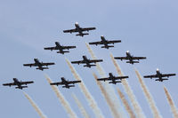 MM54538 @ EGVA - RIAT 2014, MB-339A, Frecce Tricolori, led by Pony 1, fast fly by, runway 27 at EGVA. - by Derek Flewin