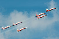 J-3081 @ EGVA - RIAT 2014, F-5E Tiger II, Patrouille Suisse, climbing out from runway 09 at EGVA. - by Derek Flewin