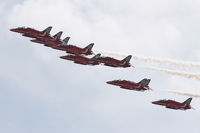 XX219 @ EGVA - RIAT 2014, Hawk T.1A, flown by, Team leader, Sqn Ldr Jim Turner, Red1. - by Derek Flewin