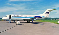 SE-DGF @ ESOK - Fokker F-28-4000 Fellowship [11115] (Linjeflyg) Karlstad~SE 19/06/1985. From a slide.
