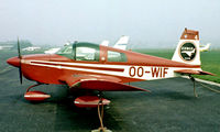 OO-WIF @ EBAW - American Aviation AA-1B Trainer 2 [AA1B-0264] Antwerp-Deurne~OO 14/08/1977. From a slide. - by Ray Barber