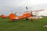 SE-BOG @ X5FB - The Breitling Teams Boeing B-75N-1 SE-BOG with sister aircraft N74189, overnighting at Fishburn prior to a first UK performance in 2014 at Littlehaven's Promenade & Seawall opening celebrations, South Shields. April 5th 2014. - by Malcolm Clarke