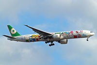 B-16703 @ EGLL - Boeing 777-35EER [32643] (EVA Airways) Home~G 15/07/2014. On approach 27L. Wears Hello Kitty scheme. - by Ray Barber