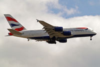 G-XLEF @ EGLL - Airbus A380-841 [151] (British Airways) Home~G 05/06/2014 On approach 27L. - by Ray Barber
