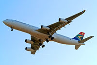 ZS-SXF @ EGLL - Airbus A340-313E [651] (South African Airways) Home~G 17/07/2014. On approach 27R. - by Ray Barber