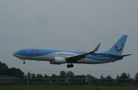 PH-TFC @ EHGG - Making the final steering corrections due to the moderate wind at Eelde airport.