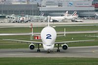 F-GSTB @ LFBO - Airbus A300B4-608ST Beluga, Taxiing after landing rwy 32R, Toulouse-Blagnac Airport (LFBO-TLS) - by Yves-Q