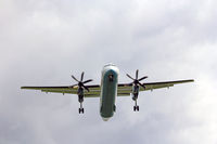 G-ECOT @ EGFF - Flybe, Dash 8, callsign Jersey 9TP, seen on short finals runway 30 at EGFF, out of Belfast City.