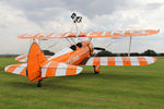 N5057V @ X5FB - Boeing B75N-1 Stearman prior to a wing walking performance at the 2014 Sunderland Air Show. Fishburn Airfield, July 2014. - by Malcolm Clarke