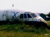 ZD239 @ EGMH - Scanned from print. Front fuselage of ZD239 still in its British Airways colour scheme when it was G-ASGK,  at the Fire Training Dept RAF Manston in June 1996. - by Clive Pattle