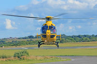 G-SPHU @ EGFH - Bonds spare frame, Eurocopter EC-135T-2, seen lifting from the pumps at EGFH. - by Derek Flewin