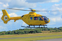 G-SPHU @ EGFH - Bond's spare frame, Eurocopter EC-135T-2, seen hover taxxing for a runway 28 departure at EGFH, en-route to Welshpool. - by Derek Flewin