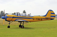 G-YAKB @ EGBP - White Waltham based, Yak-52, previously LY-AOB, seen taxxing out for a runway 26 departure at EGBP.