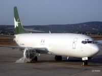EC-KKJ @ LEPA - Flyant Cargo EC-KKJ sitting on the apron at Palma De Majorca on 26 Jul 2009 with damage to starboard wing and engine following a severe hailstorm. - by Clive Pattle