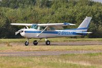 G-BNSM @ EGFH - Visiting Cessna 152 arriving on Runway 22. Operated by Cornwall Flying Club. - by Roger Winser